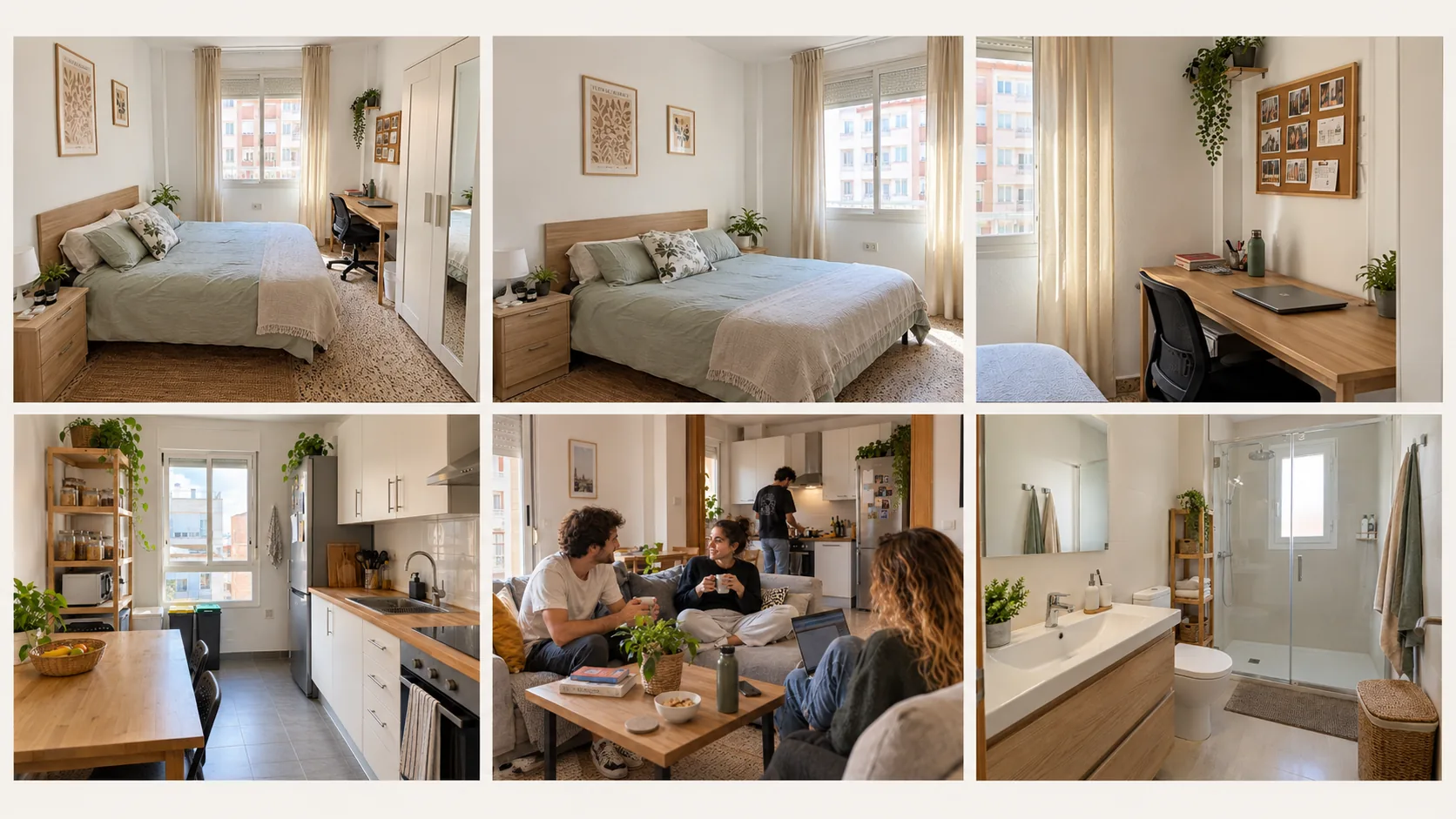 Orden recomendado de las fotos de un anuncio: habitación, segundo ángulo, escritorio, cocina, salón y baño